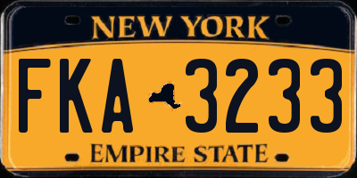 NY license plate FKA3233