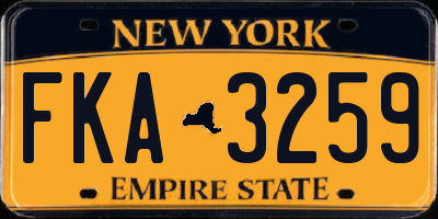 NY license plate FKA3259