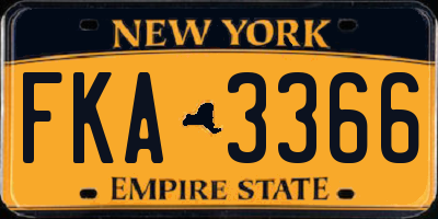 NY license plate FKA3366