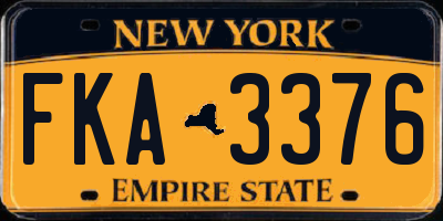 NY license plate FKA3376