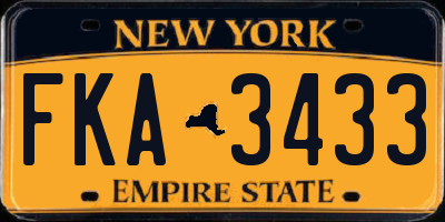 NY license plate FKA3433