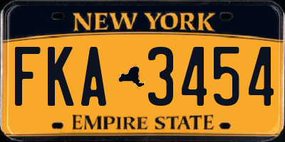NY license plate FKA3454