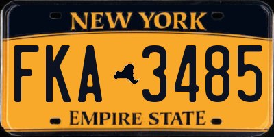 NY license plate FKA3485