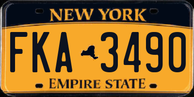 NY license plate FKA3490