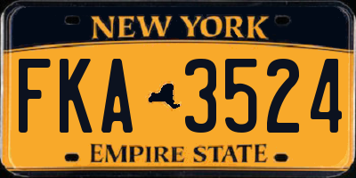 NY license plate FKA3524