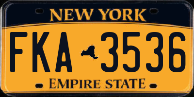 NY license plate FKA3536