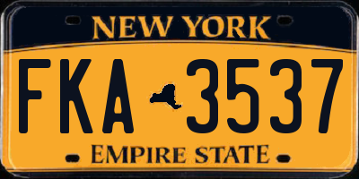 NY license plate FKA3537