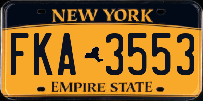 NY license plate FKA3553