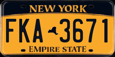 NY license plate FKA3671