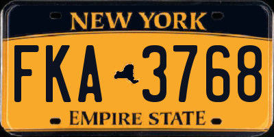 NY license plate FKA3768
