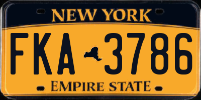 NY license plate FKA3786
