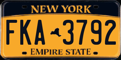 NY license plate FKA3792