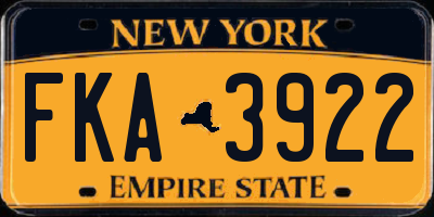 NY license plate FKA3922