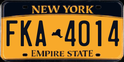 NY license plate FKA4014