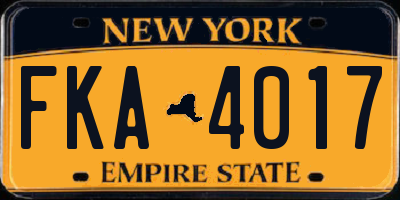 NY license plate FKA4017