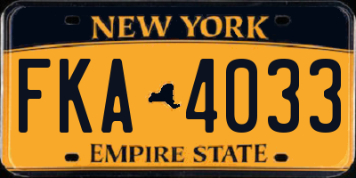 NY license plate FKA4033