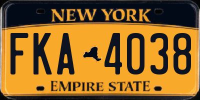 NY license plate FKA4038
