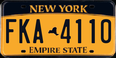 NY license plate FKA4110