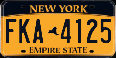 NY license plate FKA4125