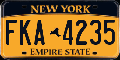 NY license plate FKA4235