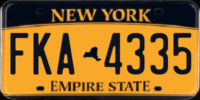 NY license plate FKA4335