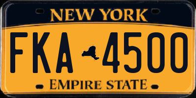 NY license plate FKA4500