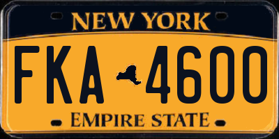 NY license plate FKA4600