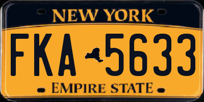 NY license plate FKA5633