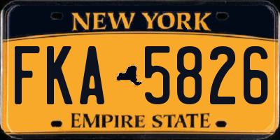 NY license plate FKA5826