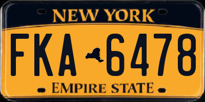 NY license plate FKA6478