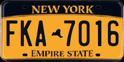 NY license plate FKA7016