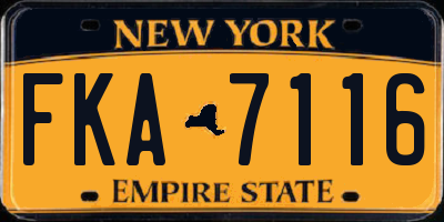 NY license plate FKA7116