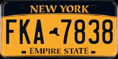 NY license plate FKA7838