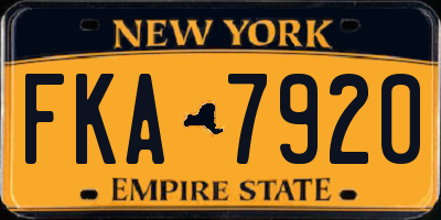 NY license plate FKA7920