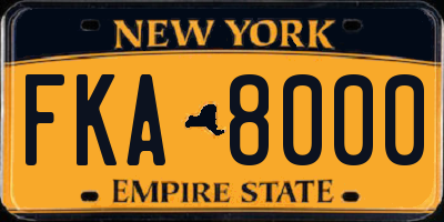 NY license plate FKA8000