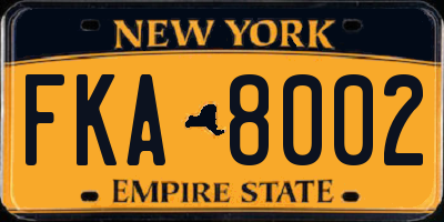 NY license plate FKA8002