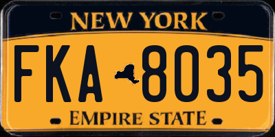 NY license plate FKA8035