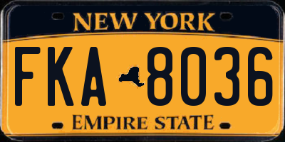 NY license plate FKA8036