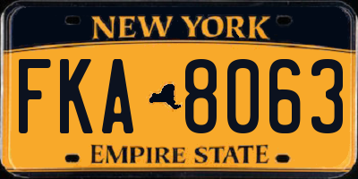 NY license plate FKA8063