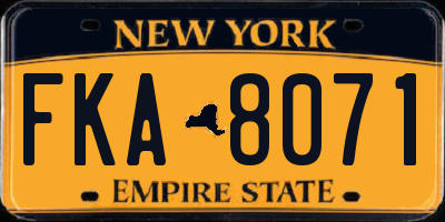NY license plate FKA8071