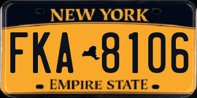 NY license plate FKA8106