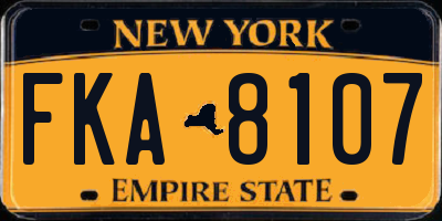 NY license plate FKA8107