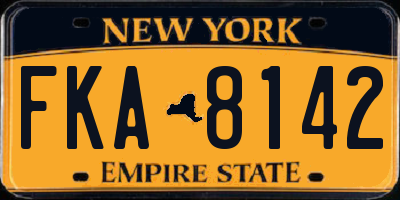 NY license plate FKA8142