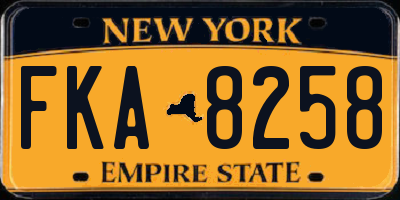 NY license plate FKA8258