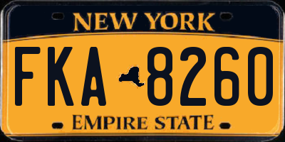 NY license plate FKA8260