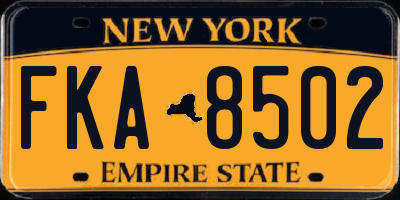 NY license plate FKA8502