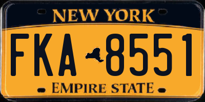 NY license plate FKA8551