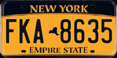 NY license plate FKA8635