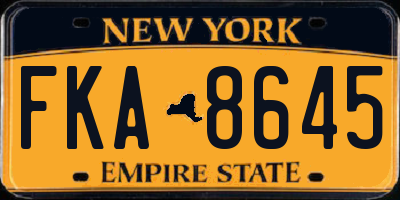 NY license plate FKA8645