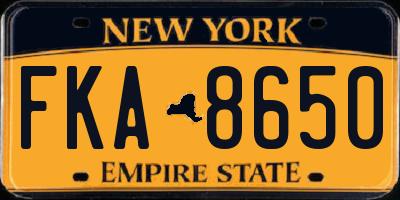 NY license plate FKA8650